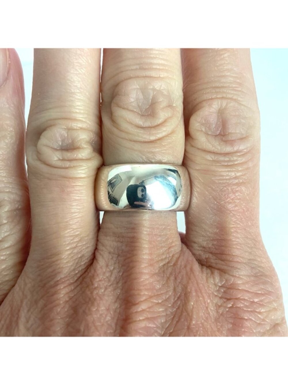 Sterling Silver 925 MWS Thailand Mark Wasserman Curved Wide Band Ring Sz 6.75 - Picture 11 of 15